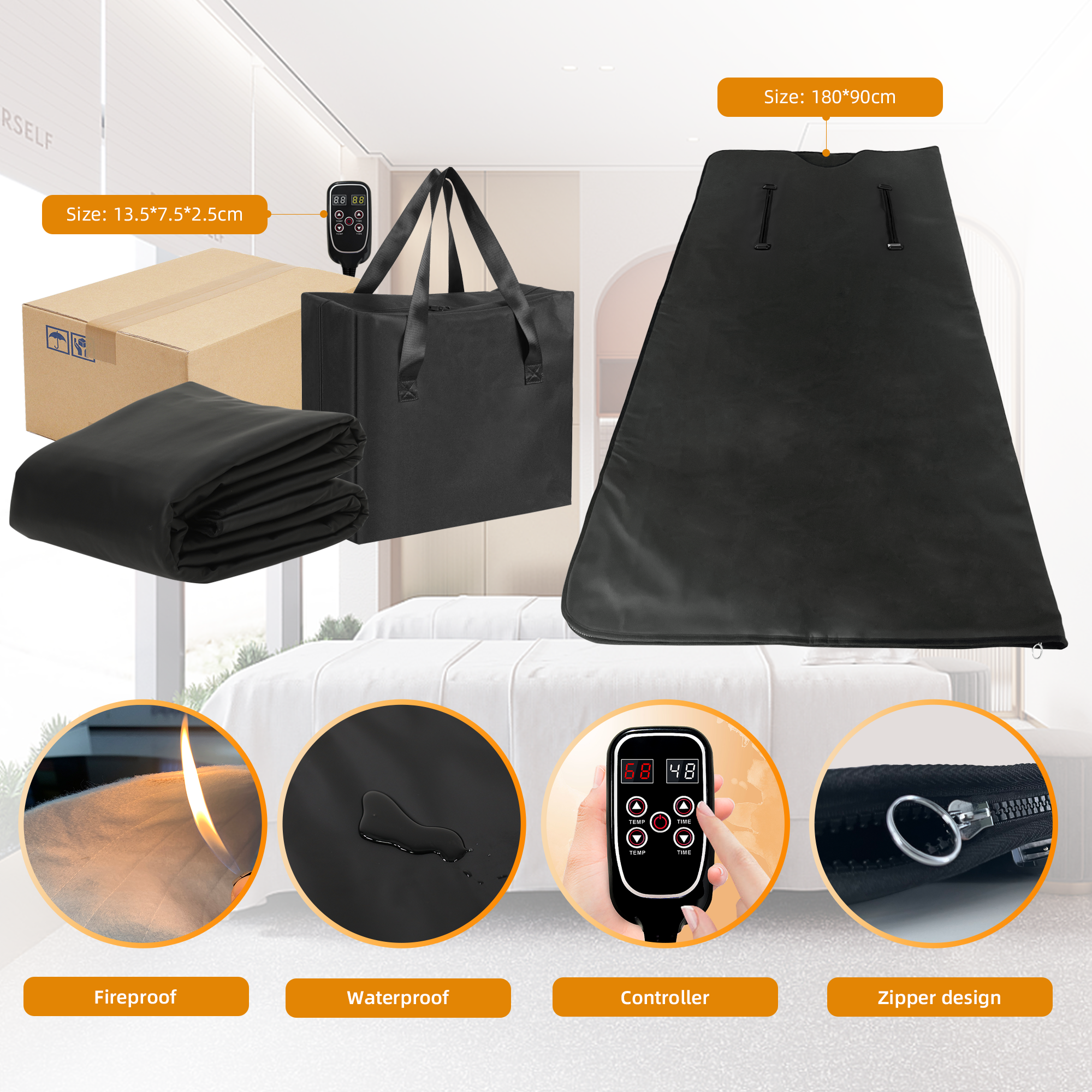 1 zone zipper sauna blanket with arm holes image 4