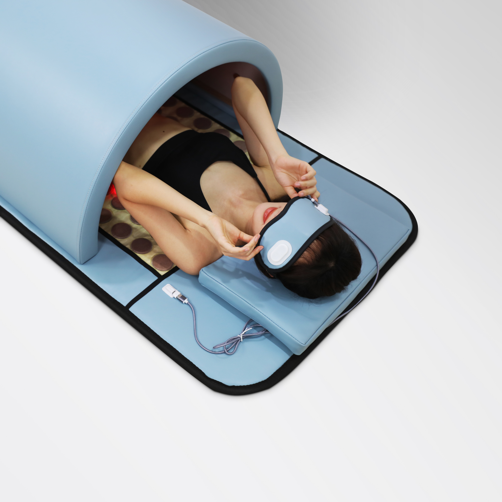 Whole bian stones infrared sauna dome with red photon lights image 2