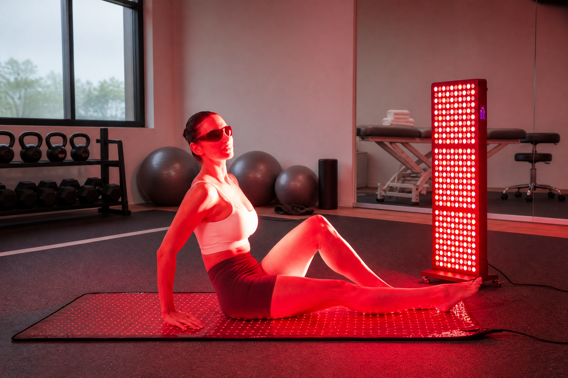 Fitness and recovery studio using infrared heating and wellness products